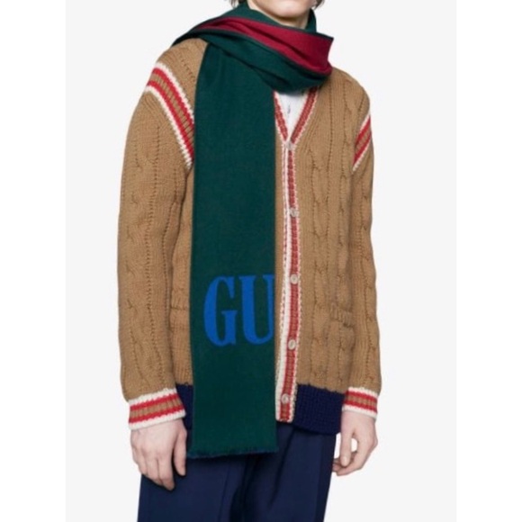 NWT Authentic Gucci Sig Jacquard Silk Wool Scarf​ - Picture 5 of 5